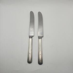 2 Vintage International Silver TERRACE 1932 Art Deco Hollow Handle Dinner Knives